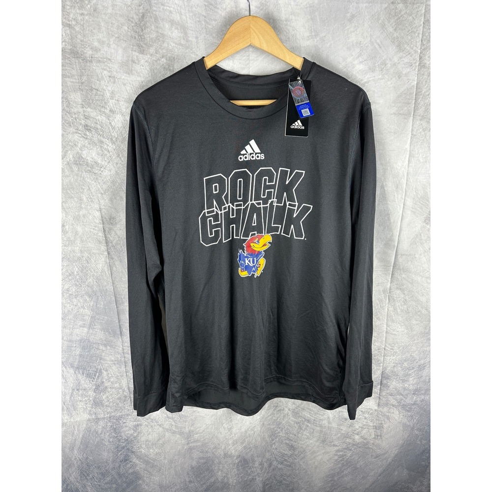 Adidas Kansas Jayhawks Rock Chalk Long Sleeve Creator Shirt Black XL GE7692 NEW